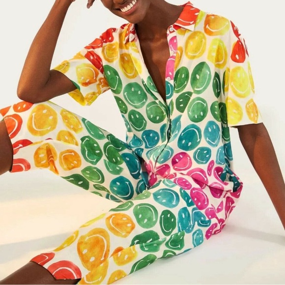 Farm Rio Smiley Collab Rainbow Jumpsuit - Picture 2 of 7